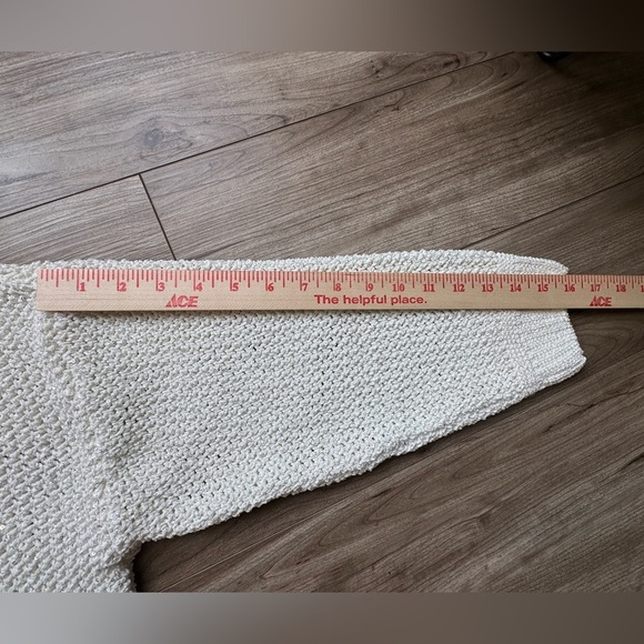 JOIE Cross Stitch Silver Sparkle Cream Knit Pullover Sweater Women’s Sz L NWT - Picture 10 of 11